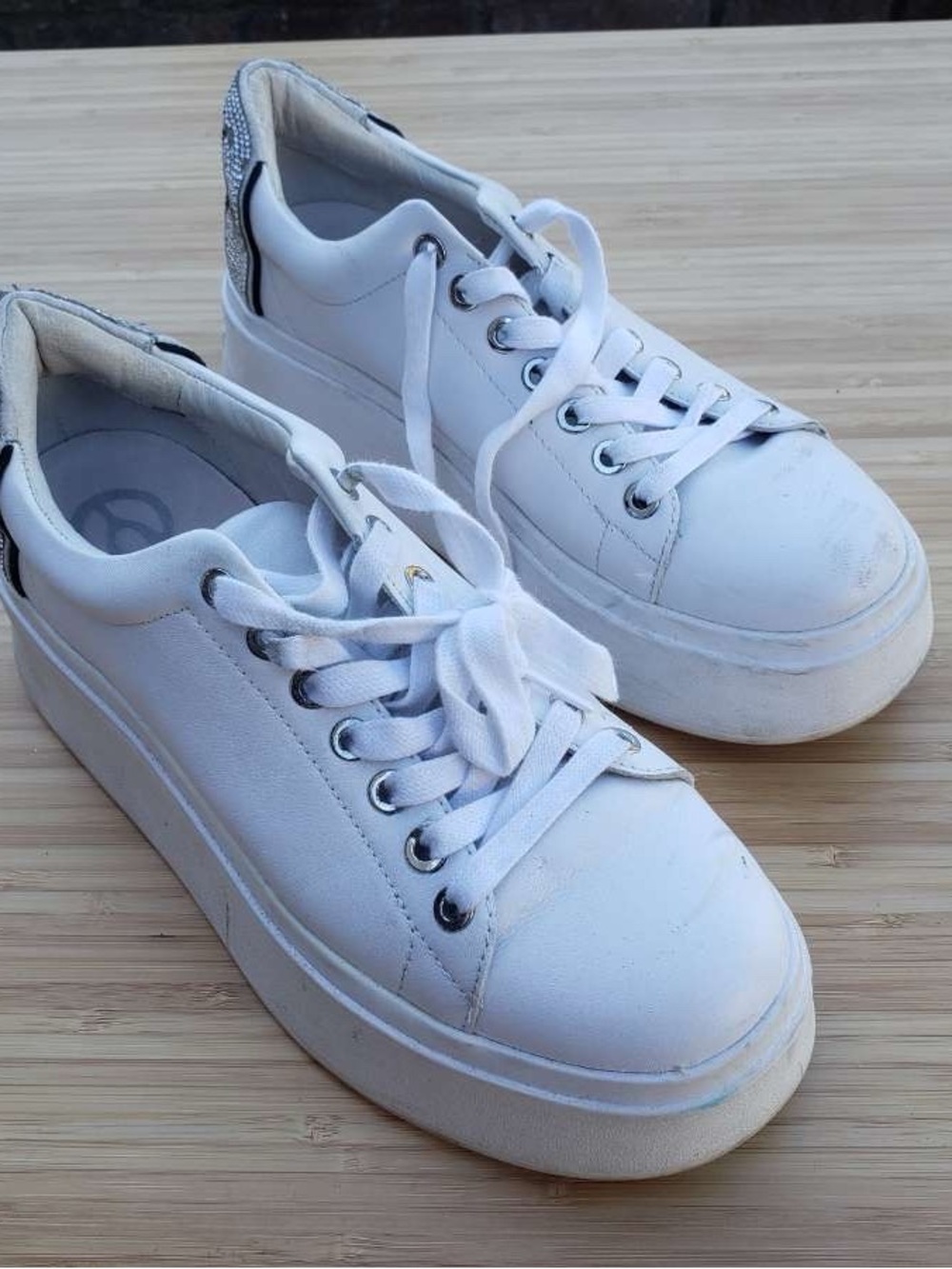 White Platform Lace-Up Women's Sneakers